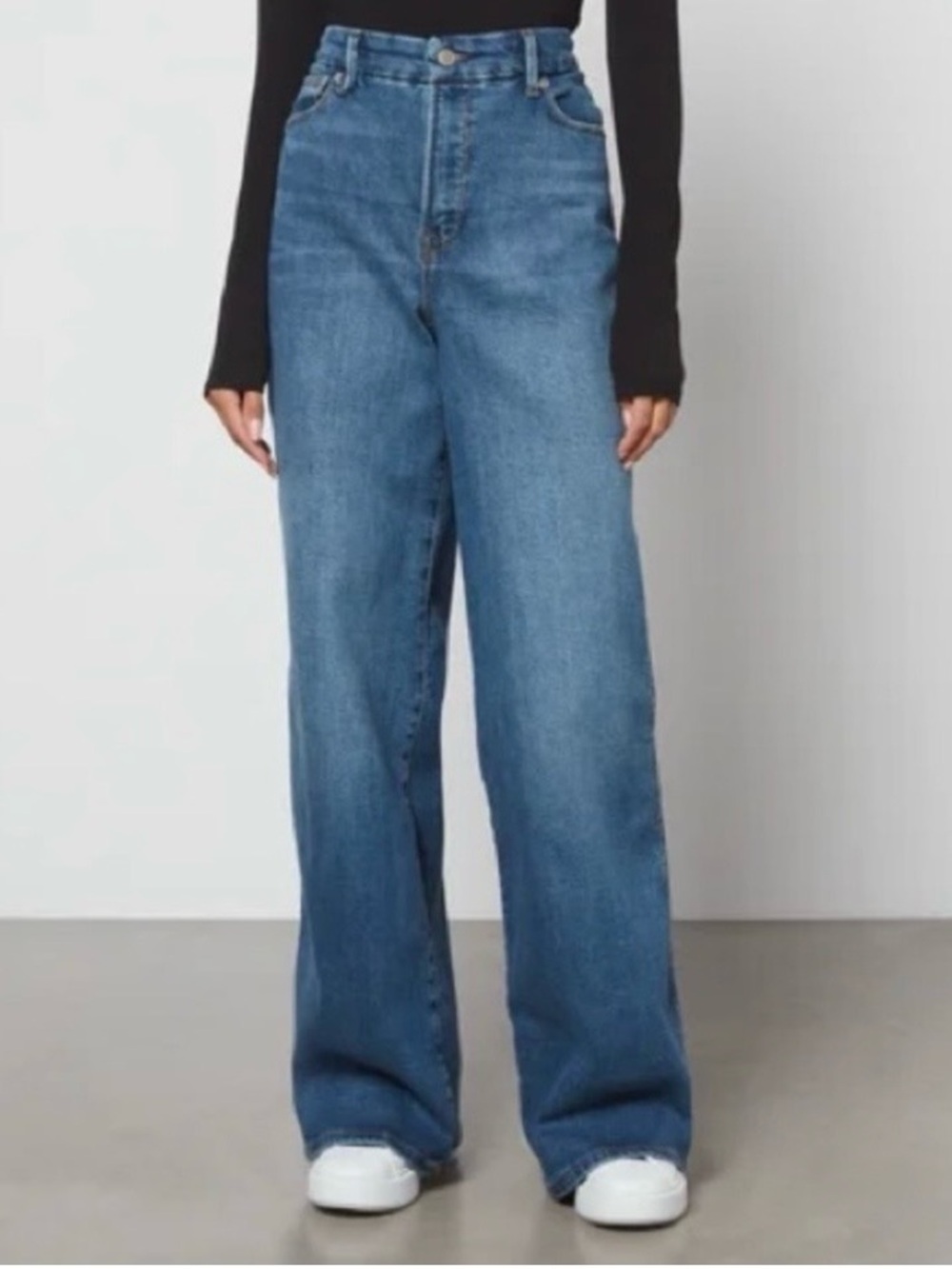 Good American Good Skate Wide Leg High-Rise Jeans - Indigo258